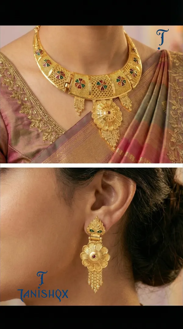 Traditional_Gold-Plated_Necklace_Set_With_Earrings