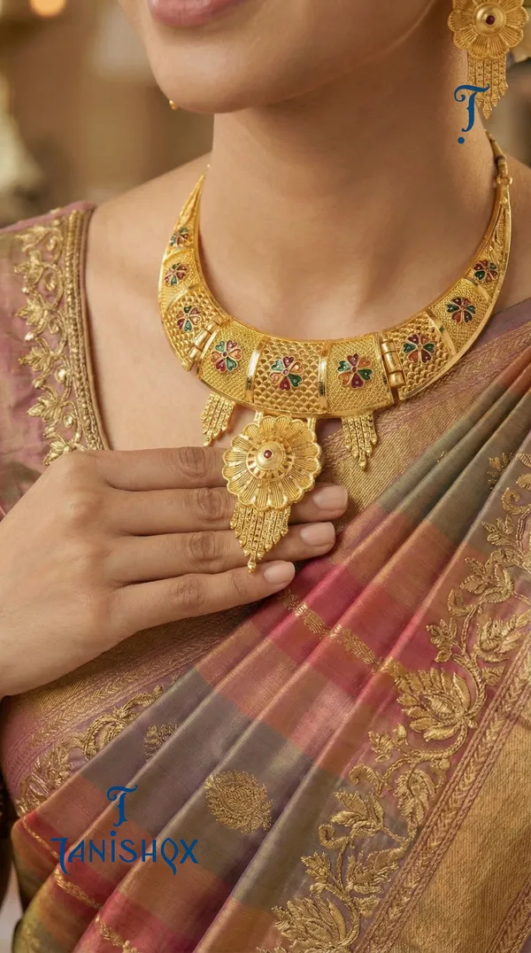 Traditional_Gold-Plated_Necklace_Set_With_Earrings
