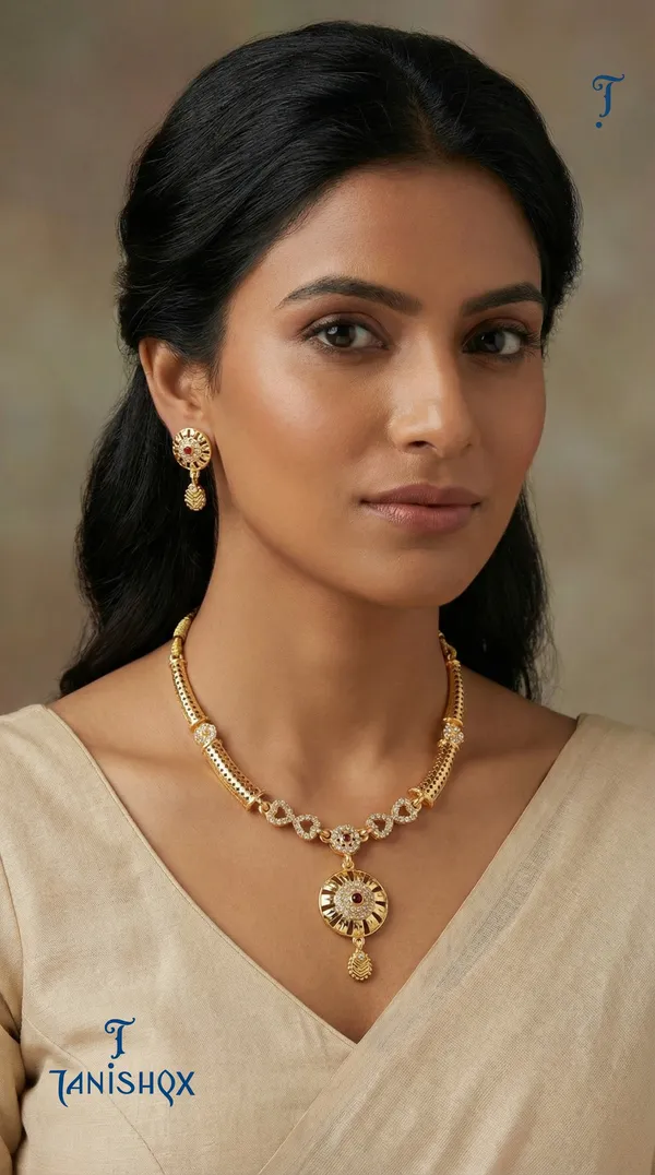 Traditional_Gold-Plated_Necklace_Set_With_Earrings