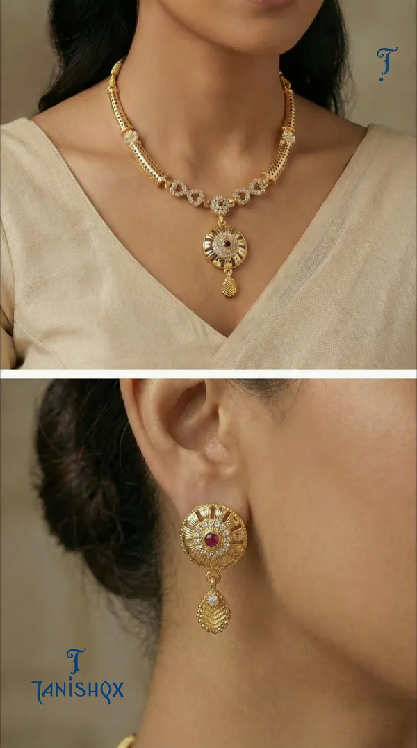 Traditional_Gold-Plated_Necklace_Set_With_Earrings