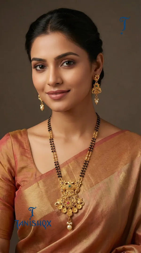 Micro_Gold_Plated_Diamond_Studded_Fancy_Flower_Square_Mangalsutra_Set_With_Earrings