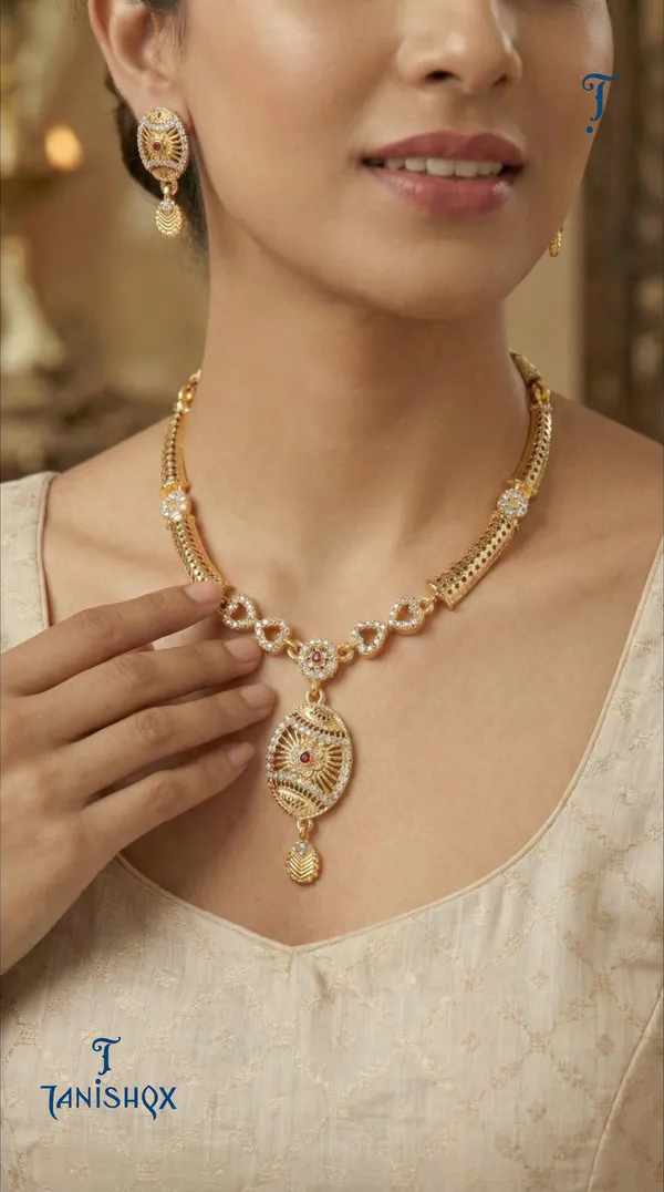 Traditional_Gold-Plated_Necklace_Set_With_Earrings