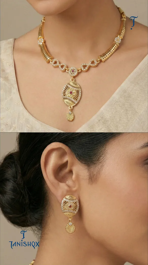 Traditional_Gold-Plated_Necklace_Set_With_Earrings