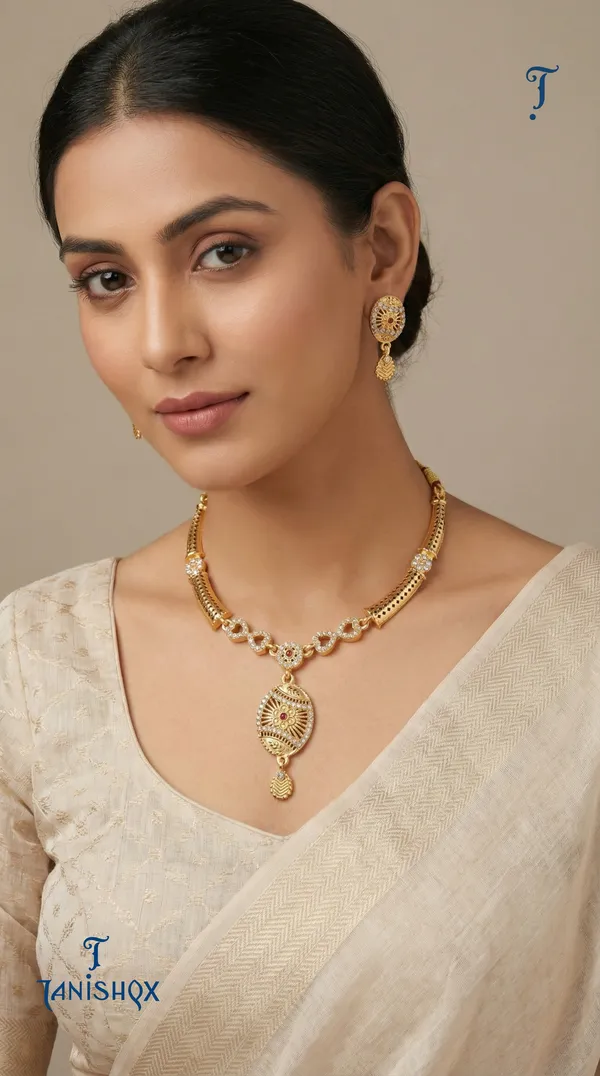 Traditional_Gold-Plated_Necklace_Set_With_Earrings