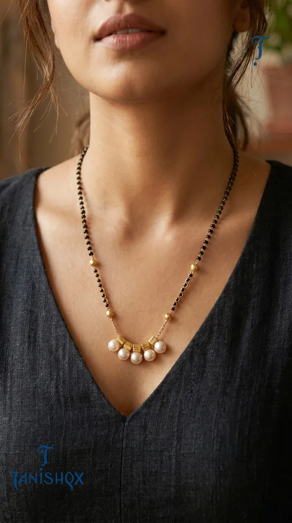 Gold_Plated_Square_Diamond_Pendant_Mangalsutra_With_Black_Beads_For_Women