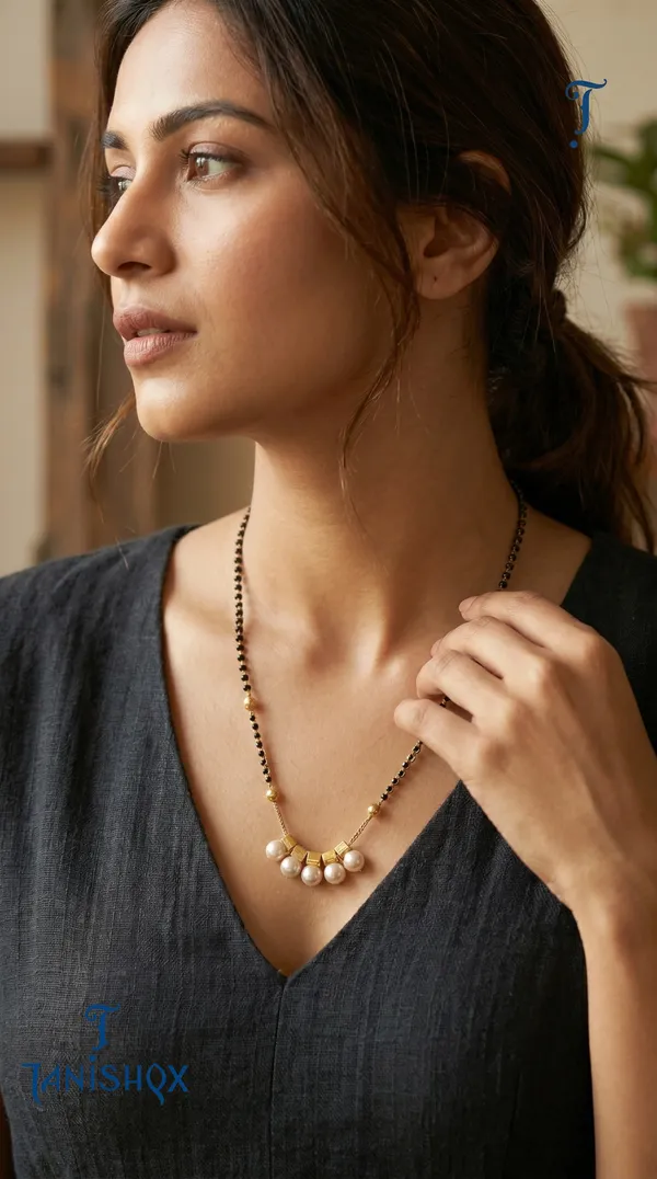 Gold_Plated_Square_Diamond_Pendant_Mangalsutra_With_Black_Beads_For_Women