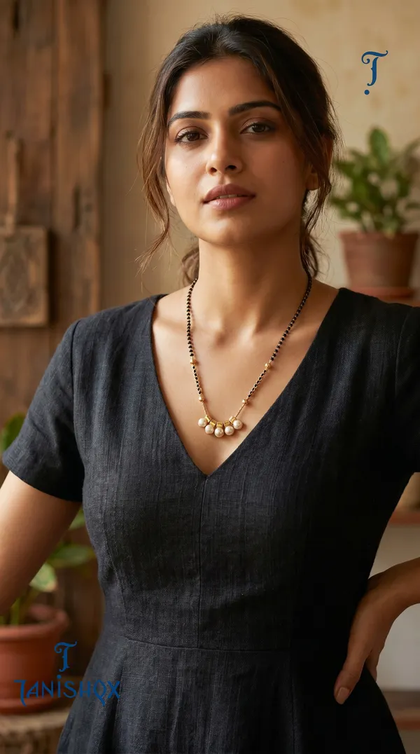 Gold_Plated_Square_Diamond_Pendant_Mangalsutra_With_Black_Beads_For_Women