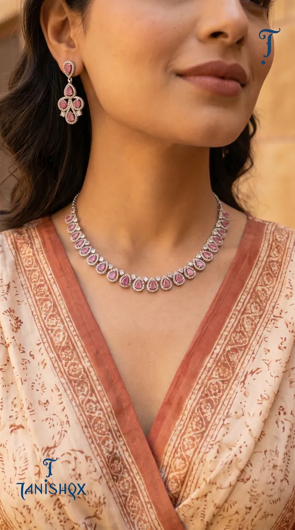 Designer_Round_Pattern_Pink_Diamond_Look_Necklace_Set_For_Women