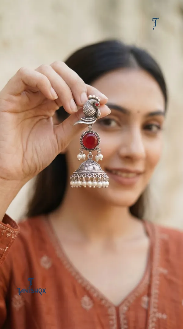 Elegant_Silver_Peacock_Jhumka_Earrings_For_Women