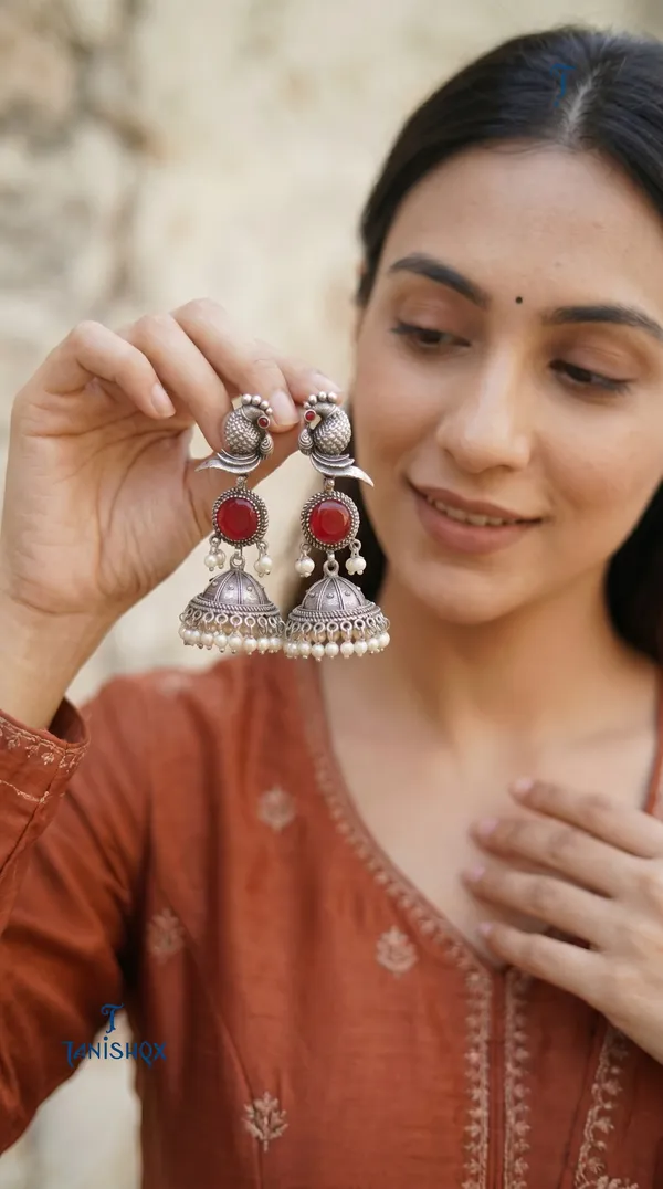 Elegant_Silver_Peacock_Jhumka_Earrings_For_Women