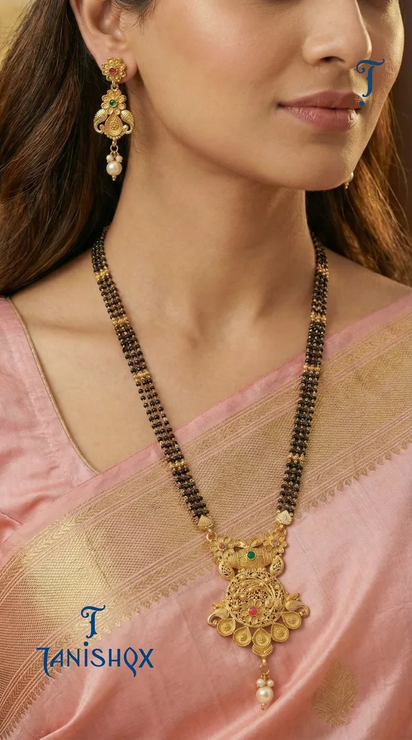 Micro_Gold_Plated_Diamond_Studded_Fancy_Flower_Square_Mangalsutra_Set_With_Earrings