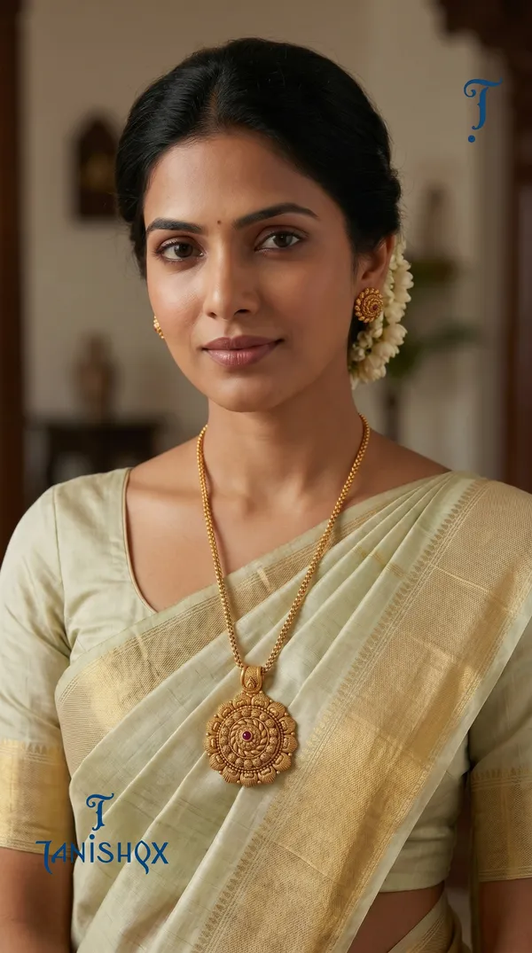 Amazing_Antique_Gold_Floral_Stone_Pendant_Set
