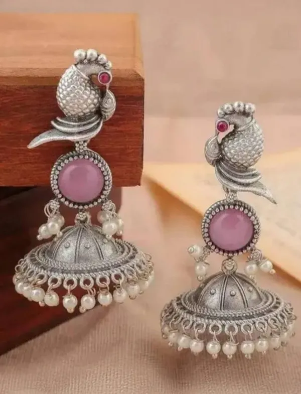 Elegant_Silver_Peacock_Jhumka_Earrings_For_Women