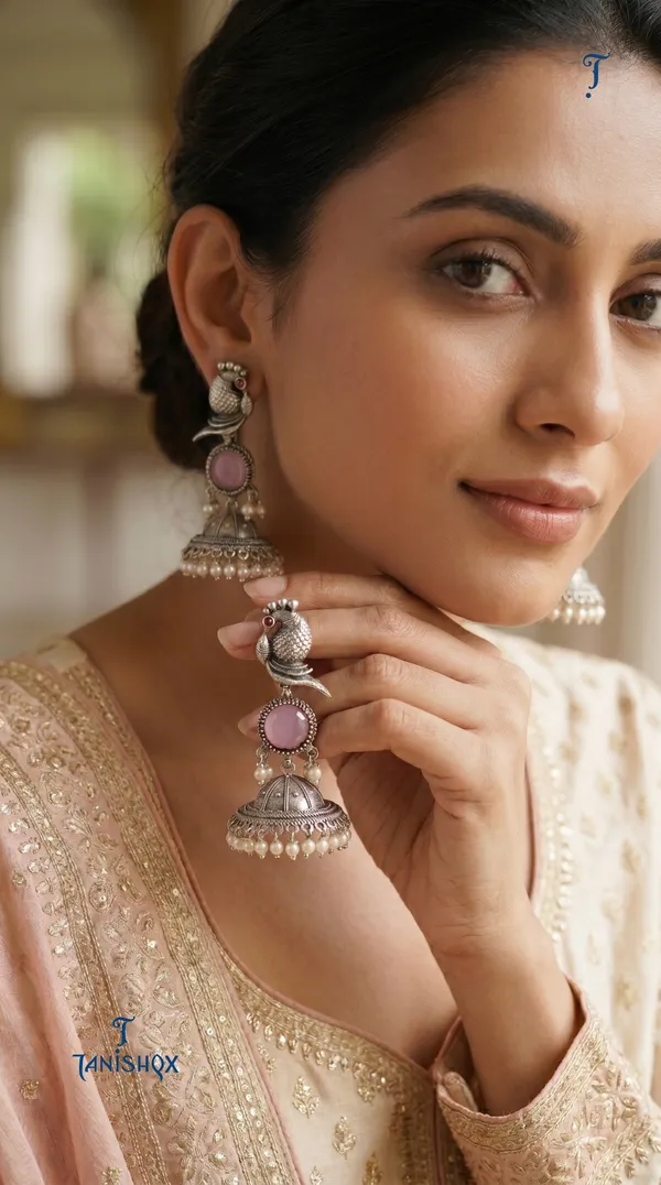 Elegant_Silver_Peacock_Jhumka_Earrings_For_Women