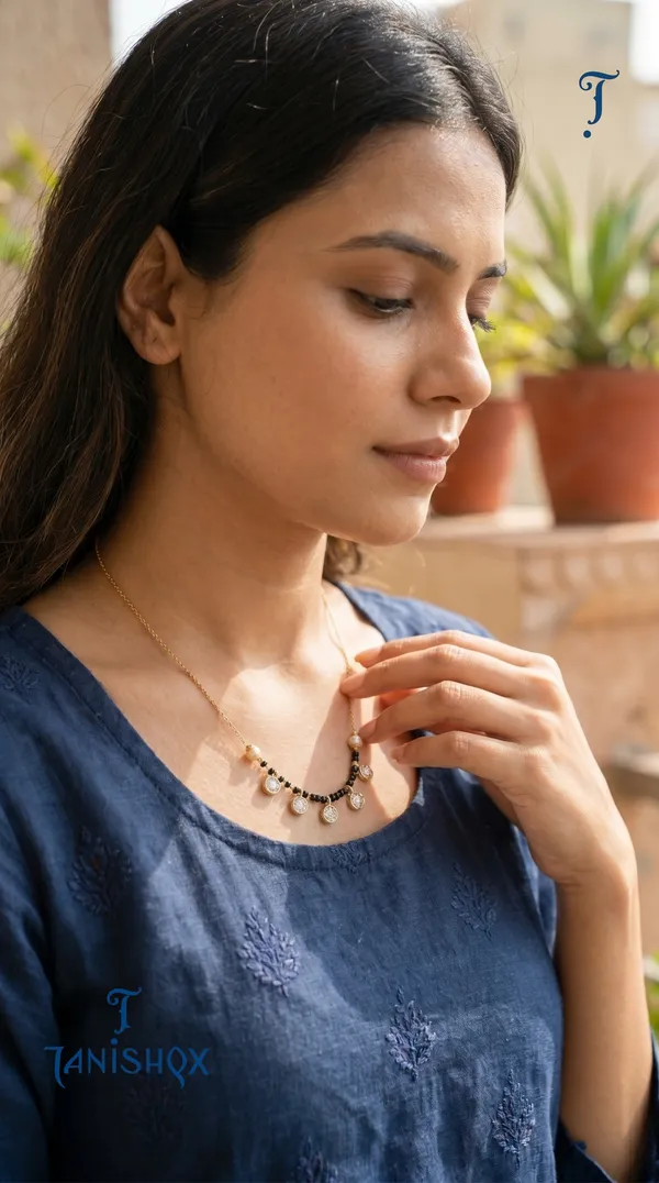 Gold_Plated_Square_Diamond_Pendant_Mangalsutra_With_Black_Beads_For_Women