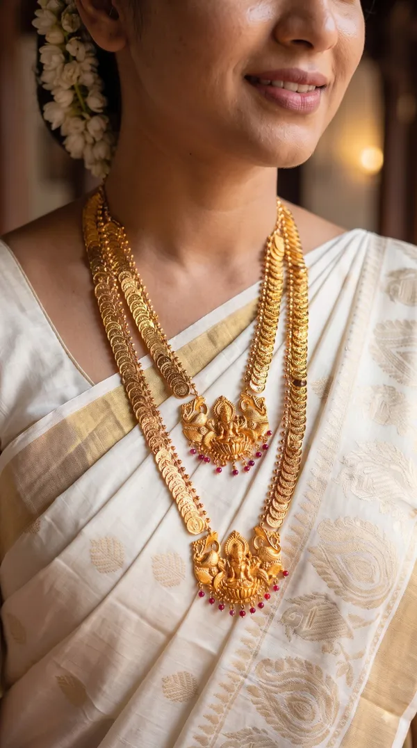 Laxmi_Golden_Coin_Layer_Necklace_Set_with_Red_Bead_Peacock_Pendant