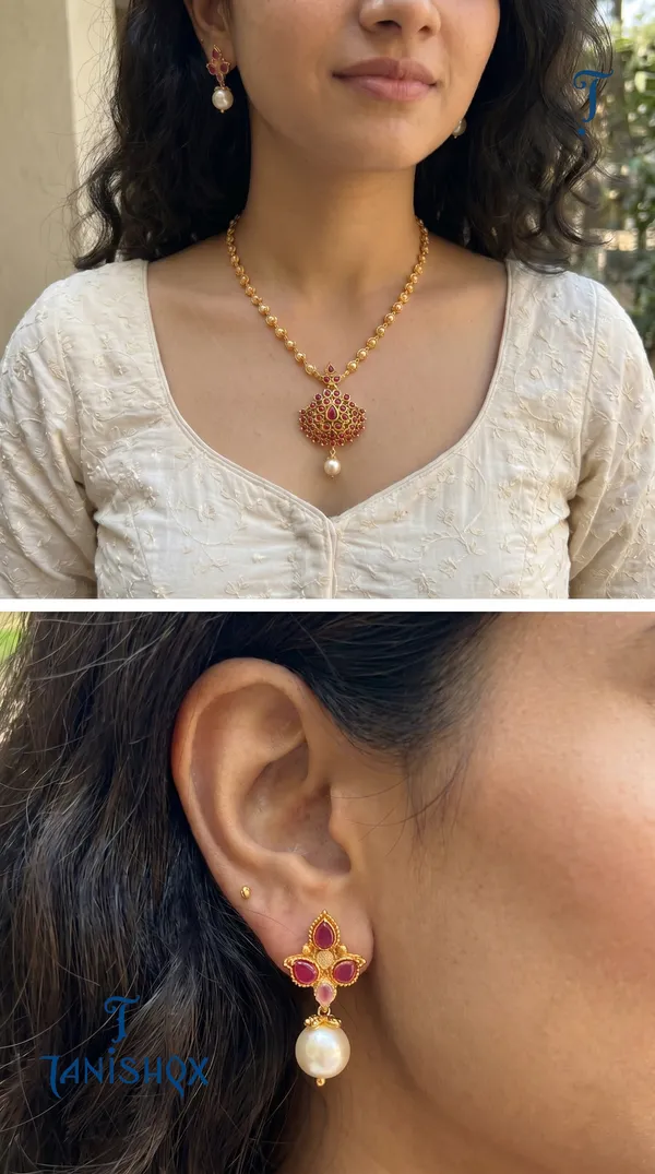 Traditional_Gold-Plated_Necklace_Set_With_Earrings