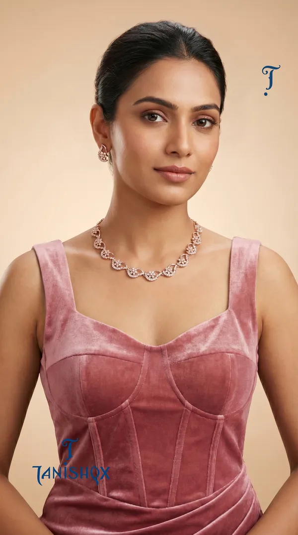 Elegant_Floral_Pattern_Diamond_Necklace_With_Matching_Earrings_Set