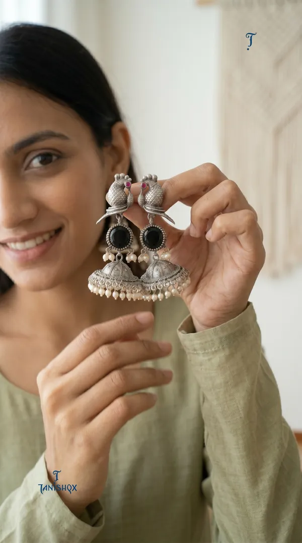 Elegant_Silver_Peacock_Jhumka_Earrings_For_Women