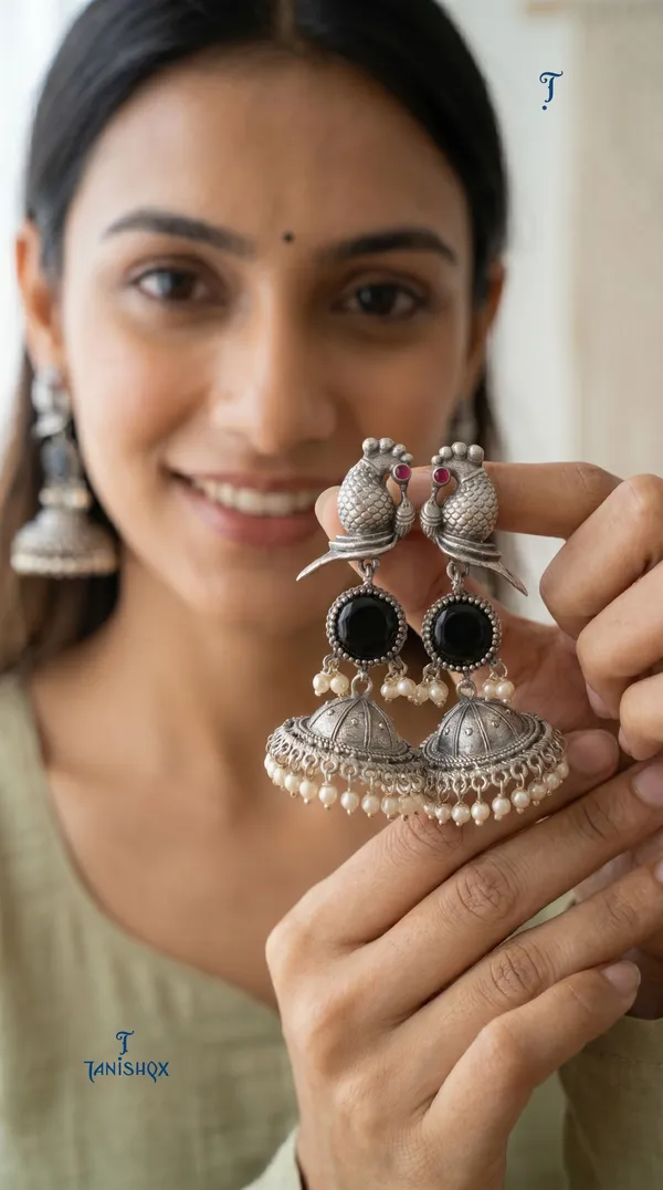 Elegant_Silver_Peacock_Jhumka_Earrings_For_Women