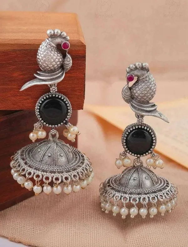 Elegant_Silver_Peacock_Jhumka_Earrings_For_Women