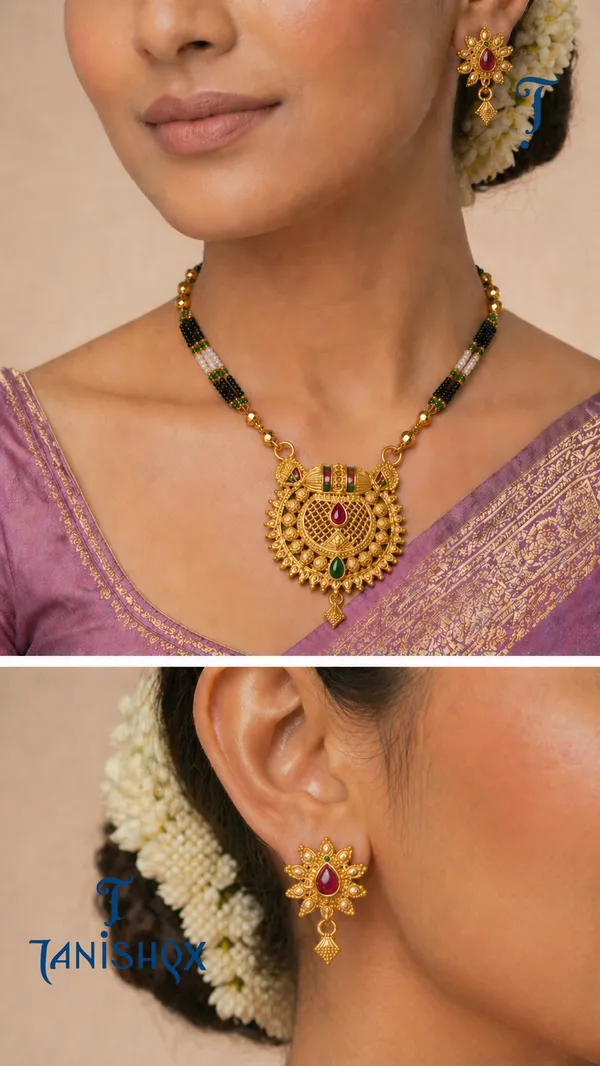 Gold_Plated_Mangalsutra_Set_With_Earrings