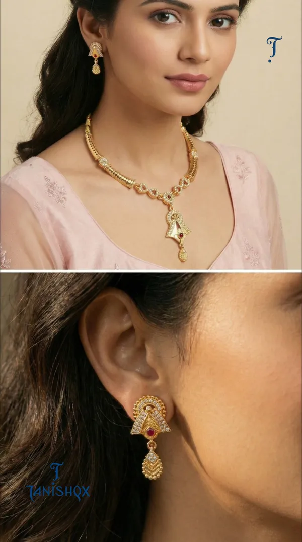 Traditional_Gold-Plated_Necklace_Set_With_Earrings