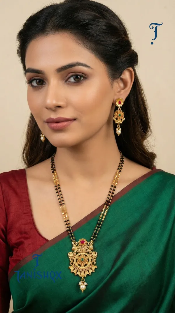 Micro_Gold_Plated_Diamond_Studded_Fancy_Flower_Square_Mangalsutra_Set_With_Earrings