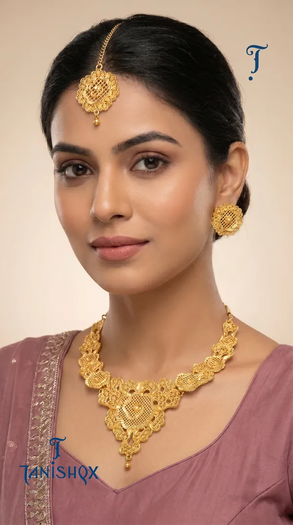 Traditional_Gold-Plated_Necklace_Set_With_Earrings