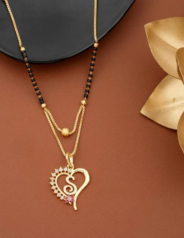 Gold_Plated_Initial_Heart_Pendant_Mangalsutra_With_Black_Beads_For_Women