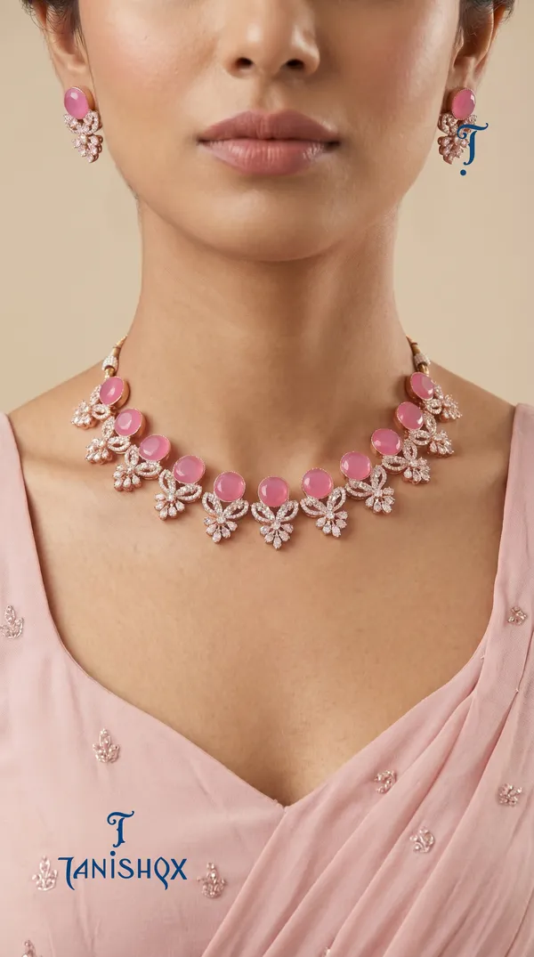 Designer_Pink_Diamond_Look_Choker_Set_With_Matching_Earrings_For_Women