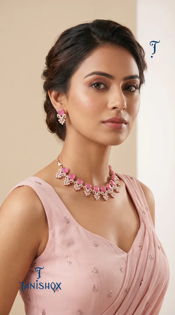 Designer_Pink_Diamond_Look_Choker_Set_With_Matching_Earrings_For_Women