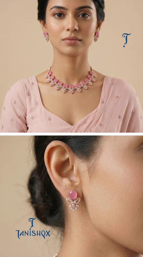 Designer_Pink_Diamond_Look_Choker_Set_With_Matching_Earrings_For_Women