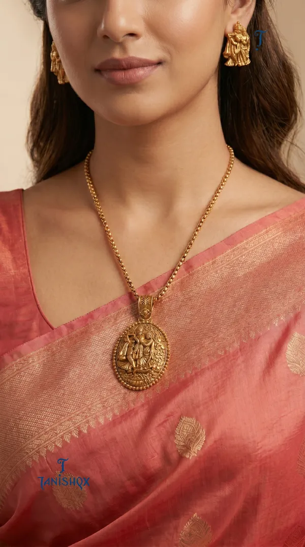 Amazing_Antique_Gold_Floral_Stone_Pendant_Set