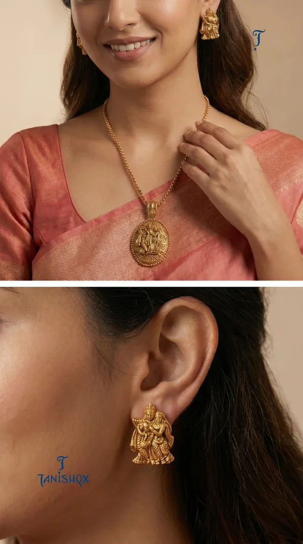 Amazing_Antique_Gold_Floral_Stone_Pendant_Set