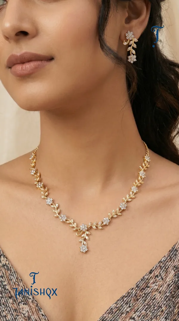 Rose_Gold_Floral_Vine_Necklace_&_Earrings_Set_With_White_Stone_Detailing