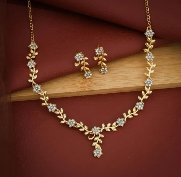 Rose_Gold_Floral_Vine_Necklace_&_Earrings_Set_With_White_Stone_Detailing