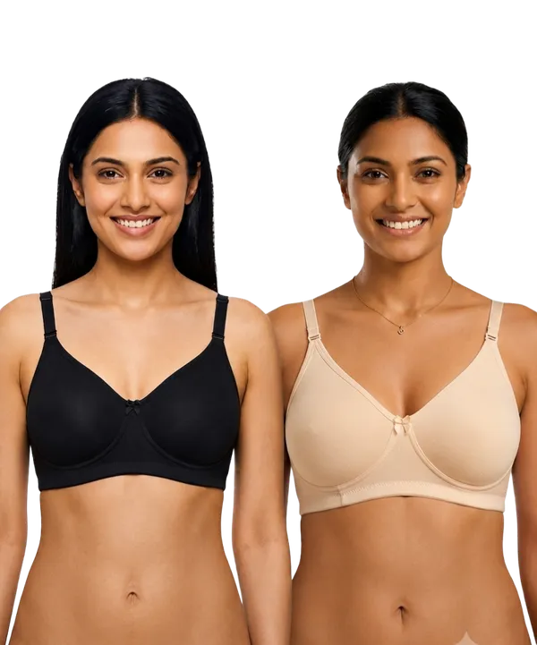 Full_Coverage_Non_Padded_Seamless_Cotton_Bra_(Aliza)_(Pack_of_2,_Beige_&_Black)