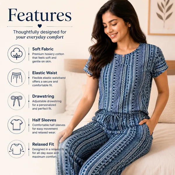 Steel_Blue_Pattern_Hosiery_Night_Suit_For_Women