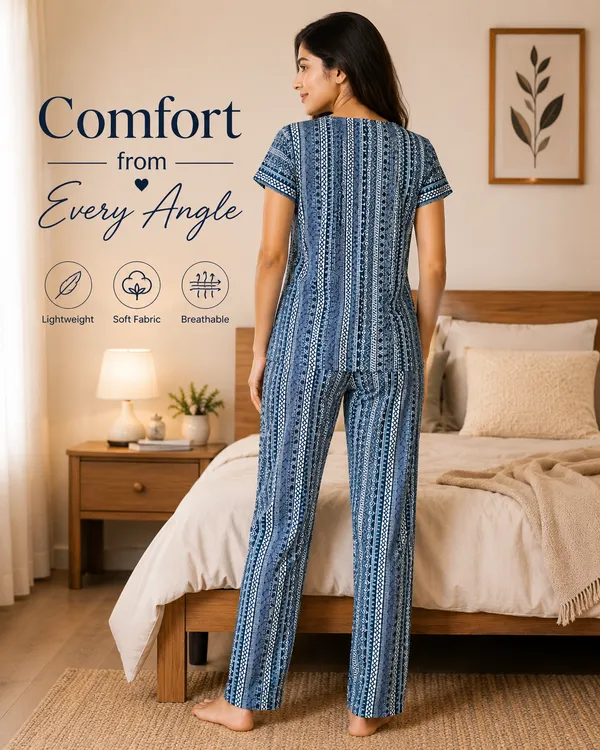 Steel_Blue_Pattern_Hosiery_Night_Suit_For_Women