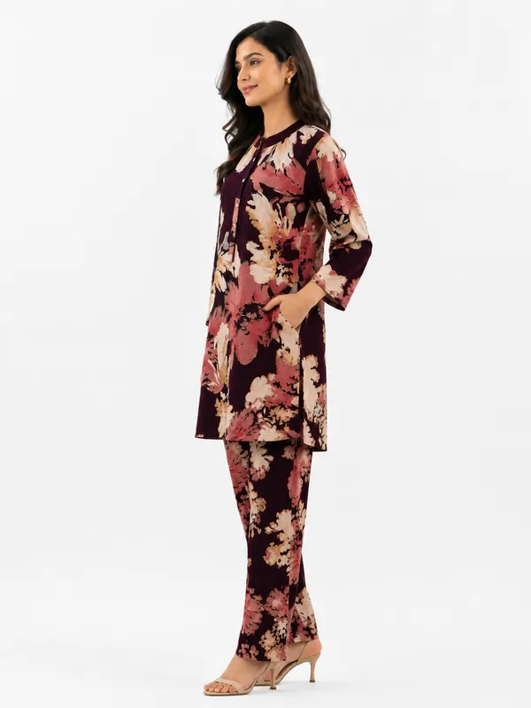 Maroon_Rayon_Long_Kurta_With_Palazzo_Set_For_Women