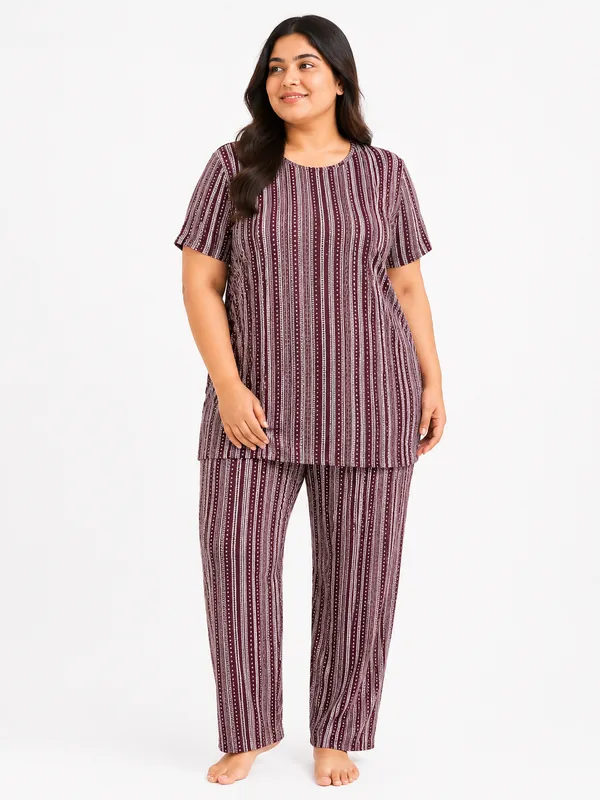 Purple_Hosiery_Sleepwear_Set_For_Women