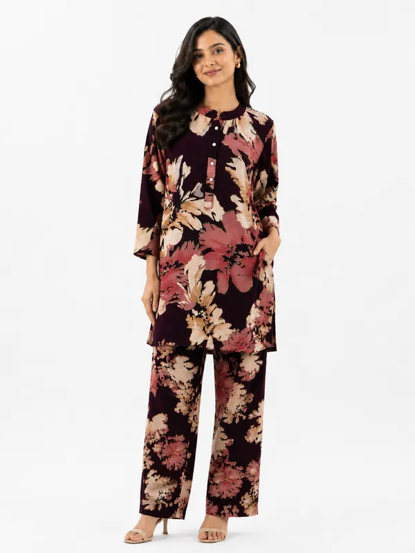 Maroon_Rayon_Long_Kurta_With_Palazzo_Set_For_Women