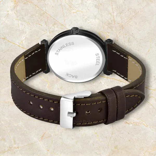 Sky_Mart_Alphabet_A_New_Arrival_Stylish_Analog_Wrist_Watch_For_Women_And_Girls_Classic_Round_Black_Dial_With_Trendy_Brown_Leather_Strap