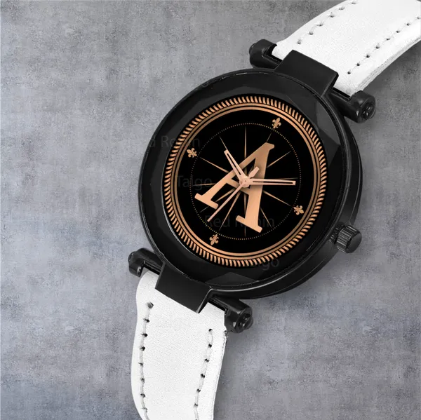 Sky_Mart_Alphabet_A_New_Arrival_Stylish_Analog_Wrist_Watch_For_Women_And_Girls_Classic_Round_Black_Dial_With_Trendy_White_Leather_Strap