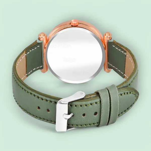 Sky_Mart_Alphabet_A_New_Arrival_Stylish_Analog_Wrist_Watch_For_Women_And_Girls_Classic_Round_Black_Dial_With_Trendy_Green_Leather_Strap