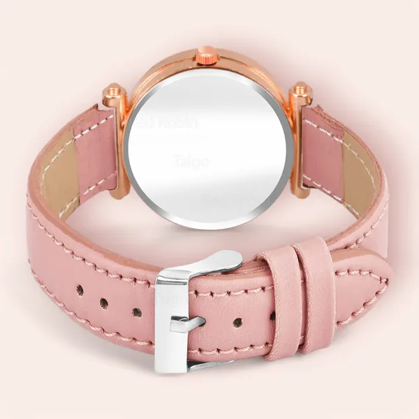 Sky_Mart_Alphabet_A_New_Arrival_Stylish_Analog_Wrist_Watch_For_Women_And_Girls_Classic_Round_Black_Dial_With_Trendy_Peach_Leather_Strap