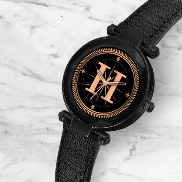 Sky_Mart_Alphabet_H_Trendy_New_Arrival_Analog_Wrist_Watch_Classic_Black_Dial_And_Stylish_Black_Leather_Strap_For_Women_And_Girls