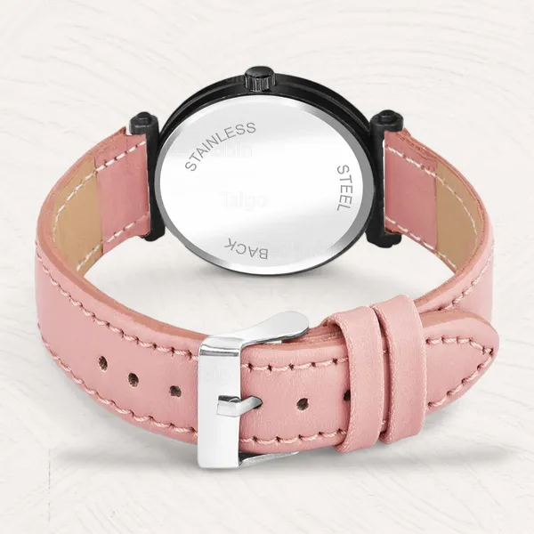 Sky_Mart_Alphabet_H_Trendy_New_Arrival_Analog_Wrist_Watch_Classic_Black_Dial_And_Stylish_Peach_Leather_Strap_For_Women_And_Girls