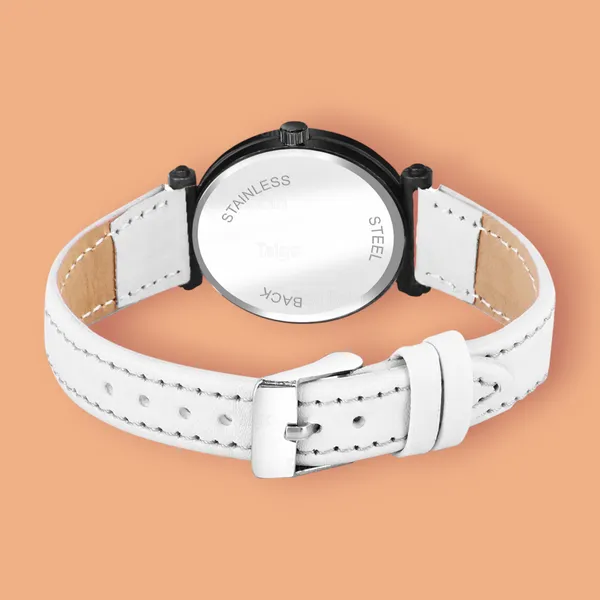 Sky_Mart_Alphabet_H_Trendy_New_Arrival_Analog_Wrist_Watch_Classic_Black_Dial_And_Stylish_White_Leather_Strap_For_Women_And_Girls